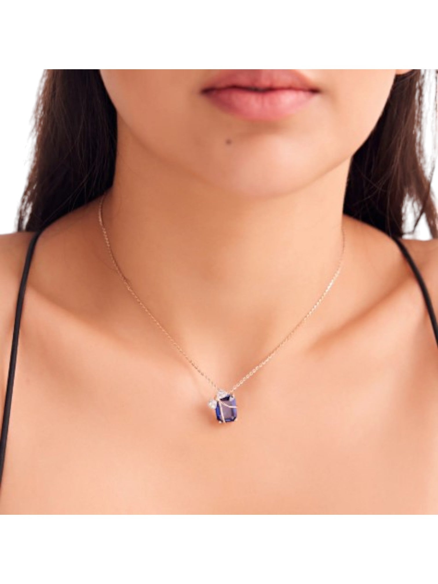 925 Sterling Silver Stylish Design CZ Stones Rose Gold Plated Pendant With Chain For Women By Kesardeep